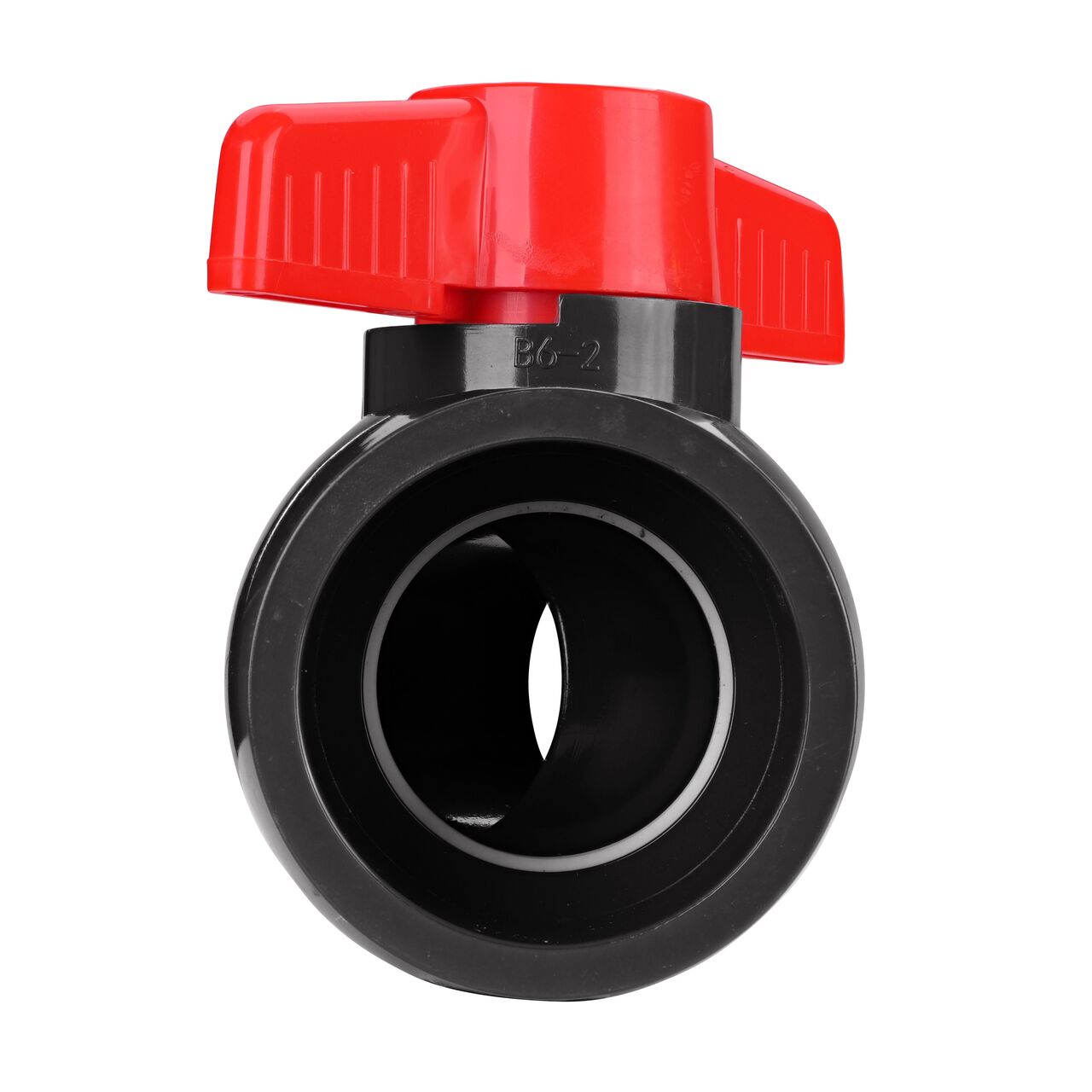 Rotate the handle to easily open or close the valve ball that controls water flow on the NDS 2 in. PVC IPS Ball Valve (NDS E1610-20)