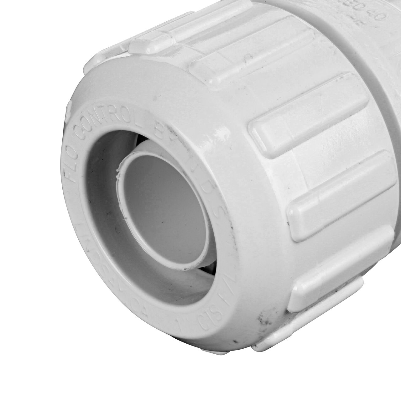 Closeup of the Flo Lock compression end with steel gripper on the NDS 1 in. IPS Spigot X SDR-9 CTS Flo-Lock™ Gripper Adapter (NDS 733-10)