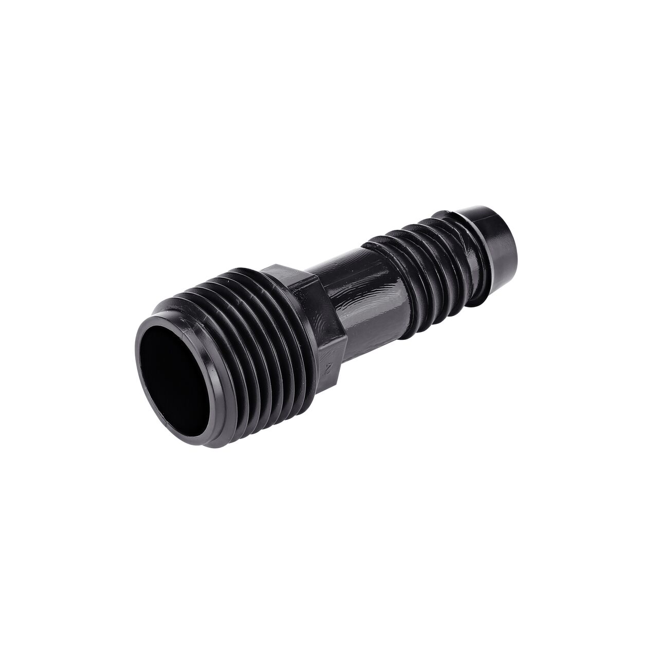 Transition from fittings to irrigation supply tubing with the NDS 1/2 in. MPT X Barbed Flexee Swing Pipe Adapter and when installed above ground surface provides effective water distribution (NDS FPA-0500)