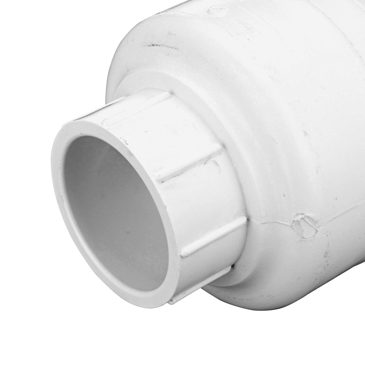 Closeup view of the inlet end on the 2-1/2 in. IPS Slip Spring Check Valve (NDS 1012-25, NDS 1015-25)
