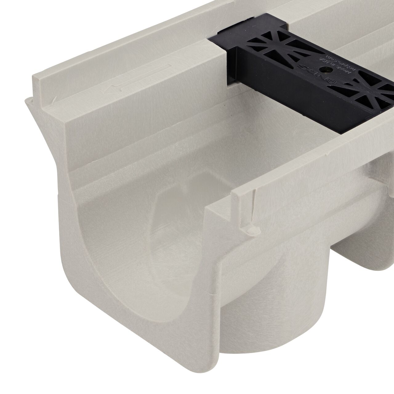 Closeup View of the NDS Neutral Dura Slope Channel, 3.99 in. Deep, with tongue joints facing camera (NDS DS-090N)