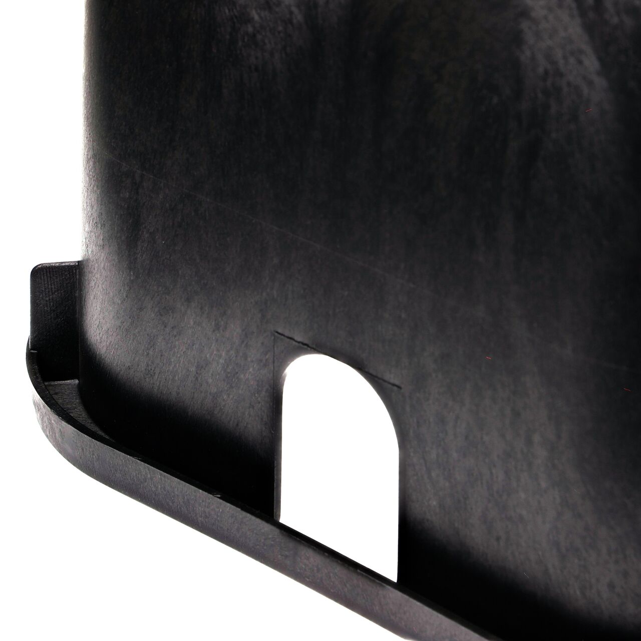Closeup View of the Rectangular Jumbo Valve Box PVC pipe hole; allows irrigation pipe entry into box interior (NDS 117BC)