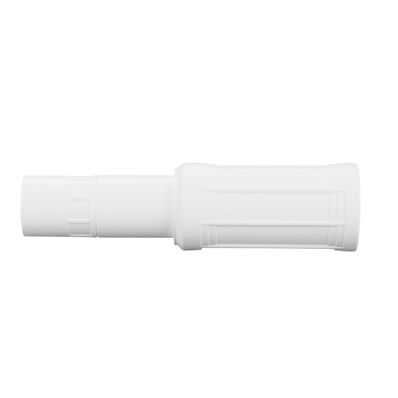 The compact Pro-Span 1-1/4 in. Expansion Repair Coupling (NDS 118-12C) telescoping fitting extends to bridge the gap between the two ends of pipe