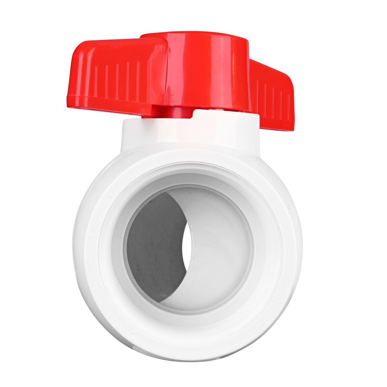 Rotate the handle to easily open or close the valve ball that controls water flow on the NDS 2 in. PVC IPS Ball Valve (NDS E1320-20)