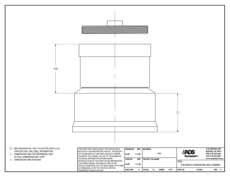 12" N-12 Dual Wall Cleanout Nyloplast Detail