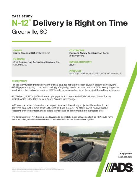 N-12 Delivery is Right on Time (Greenville, SC) Case Study