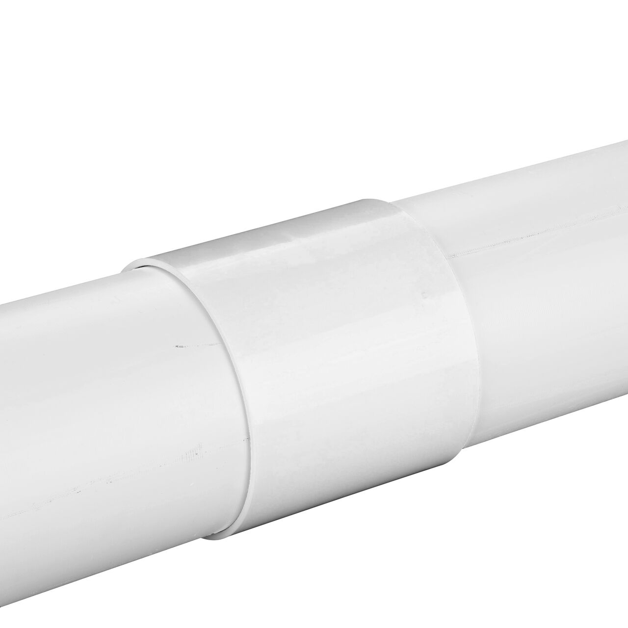 6 in. S&D pipe installed on both sides of the NDS 6 in. PVC Sewer and Drain Coupling  (NDS 6P05)