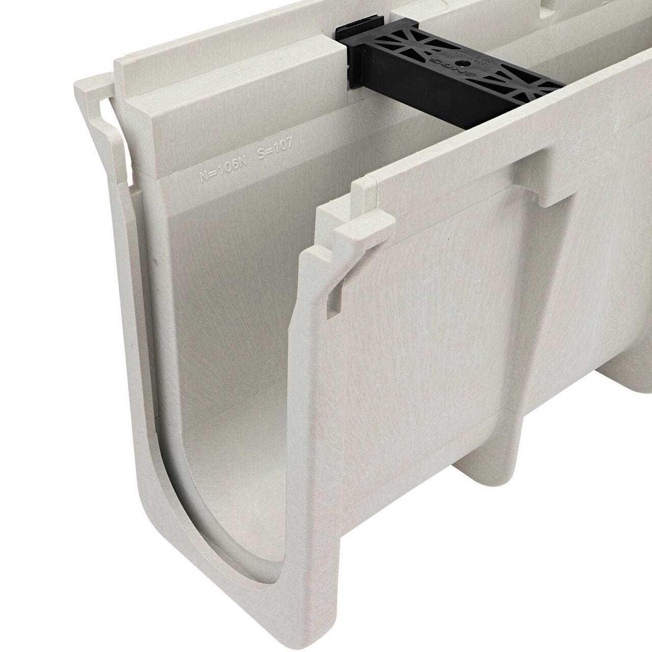 Closeup view of the Dura Slope Channel, 9.37 in. to 9.70 in. Deep, with groove joints facing camera (NDS DS-107)