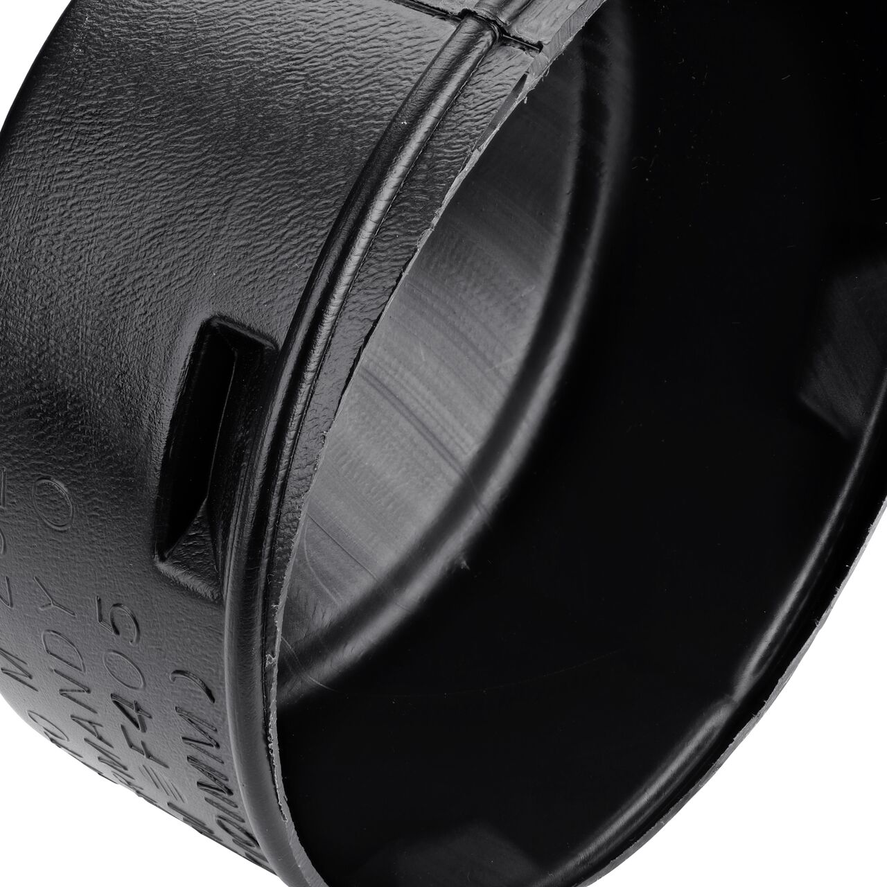 Closeup of the interior lip of the 4 in. High-Density Polyethylene Corrugated End Cap (NDS 4C06)