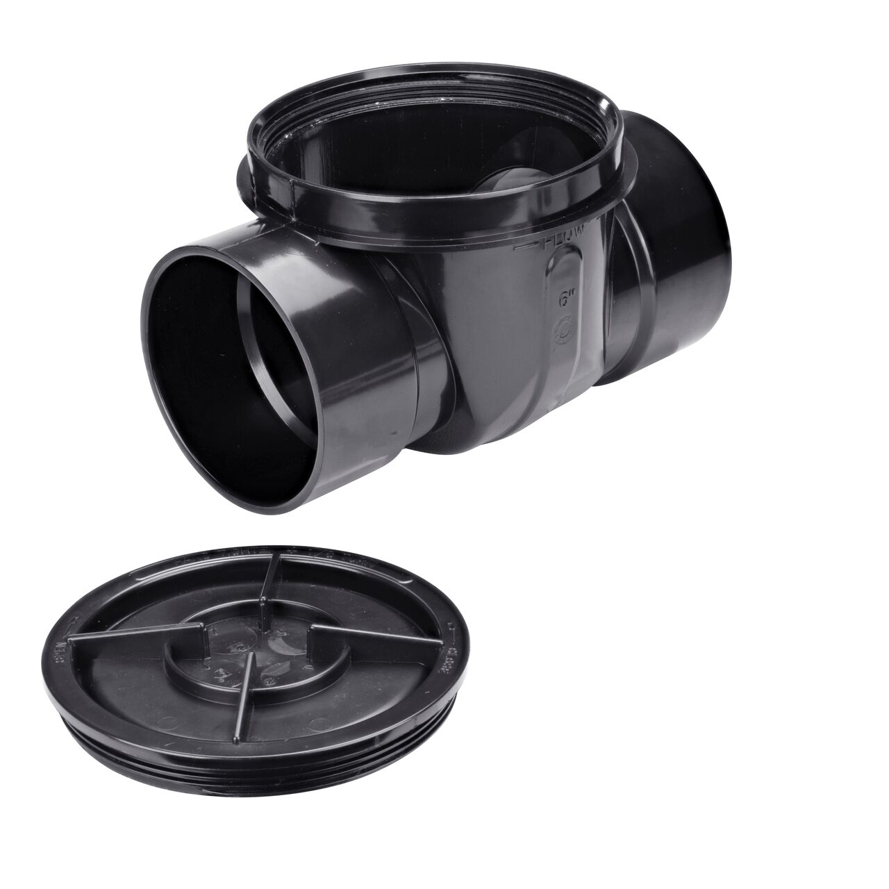 The top detachable threaded access cap with neoprene gasket provides a positive seal on the NDS Black 6 in. Backwater Valve (NDS 675)