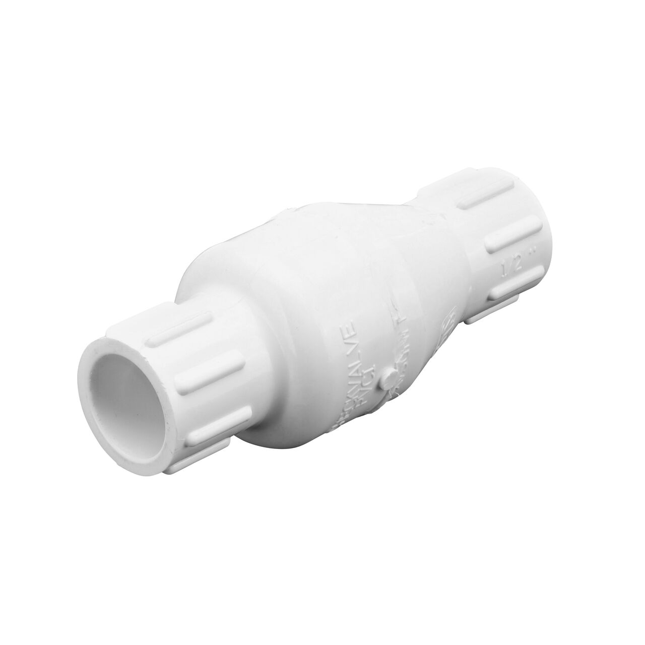 Alternate view of the NDS White 1/2 in. PVC Spring Check Valve (NDS 1011-05, NDS 1012-05)