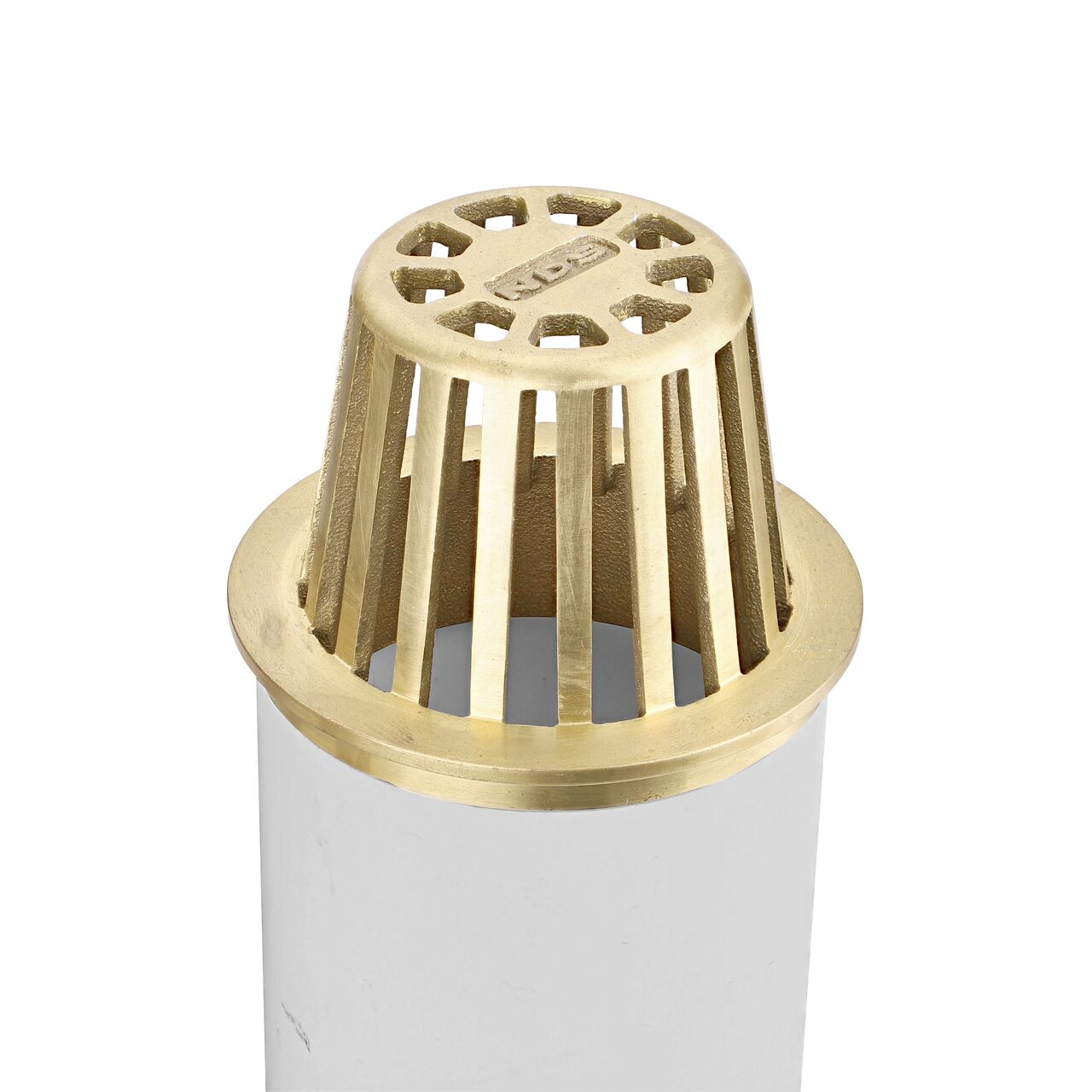 NDS Brass 4 in. Atrum Grate (NDS 78B)  installed on 4 in. S&D pipe