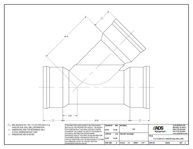 15 x 15 N-12 Dual Wall Wye Nyloplast Detail