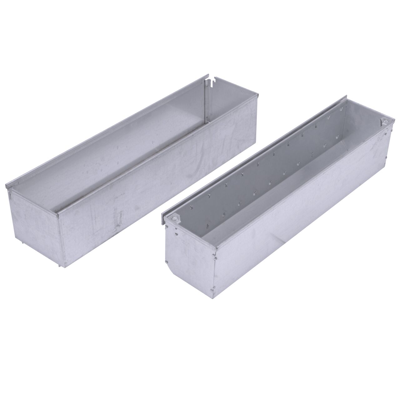 Unassembled View of NDS Dura Slope Channel Drain Slot Top Maintenance Unit (DS-SS-STMAINT) which includes a removable maintenance unit and an in-place unit for each access to inside the Dura Slope Channel Drains
