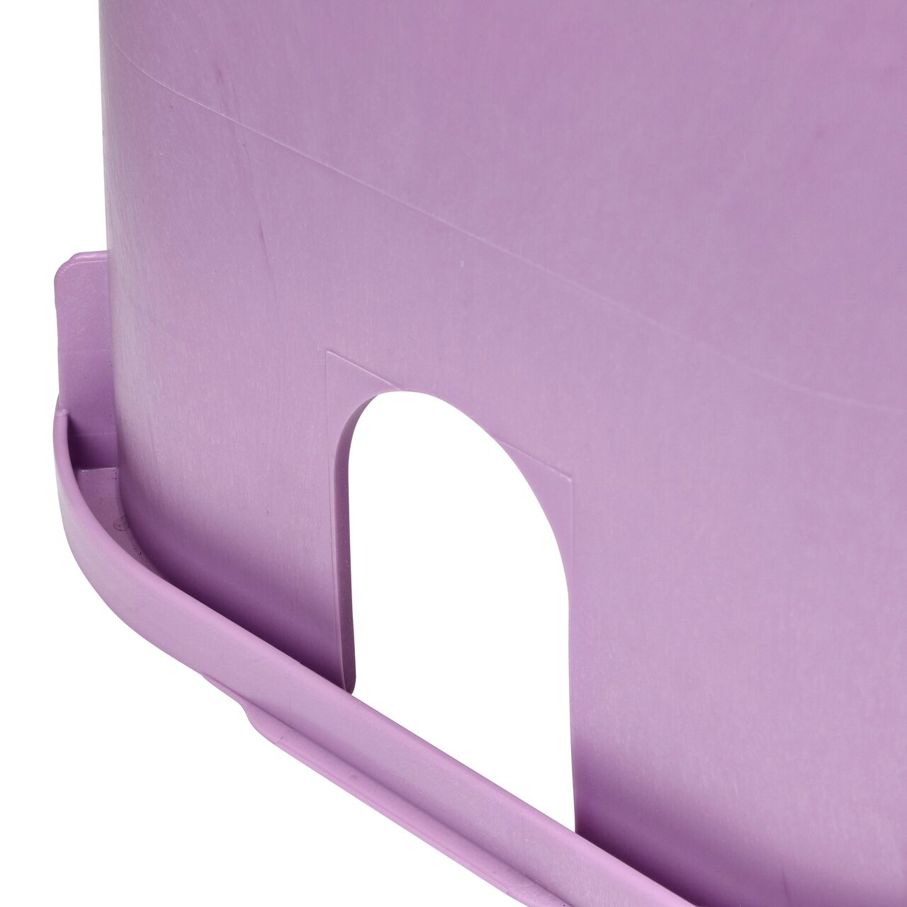 Closeup View of Rectangular Valve Box PVC pipe hole; allows irrigation pipe entry into box interior (NDS 113PBCR)