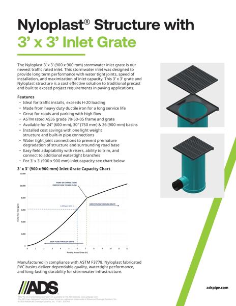 Nyloplast Structure with 3'x3' Inlet Grate Product Sheet
