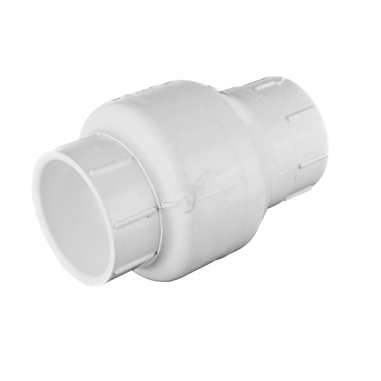 Alternate view of the NDS White 3 in. slip end by slip end PVC Spring Check Valve (NDS 1011-30, NDS 1012-30)