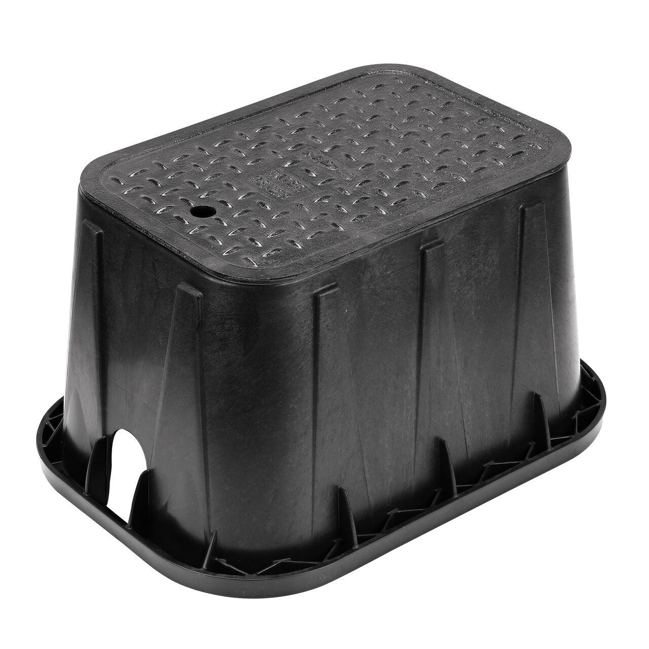 The NDS 14 in. X 19 in. Rectangular Standard Series Meter Box and Cover is a 12 in. high Black Box and Black Cover with Water Meter markings on the Overlapping lid (NDS D1200-CI) and protects underground irrigation and sprinkler system components and keeps them out of sight