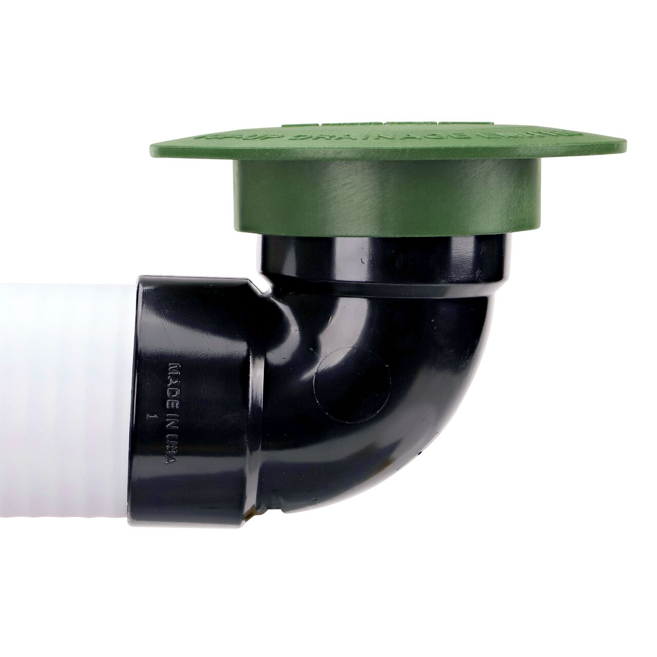 The 3 in. Pop-Up Drainage Emitter with Elbow (NDS 321) connects to 3 in. Triple Wall Pipe