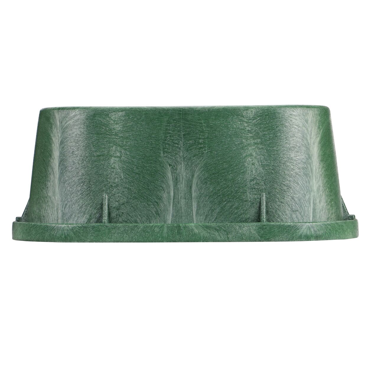 Side view of the shorter side on the NDS Green plastic 13 in. X 20 in. Rectangular Standard Series Jumbo Valve Box Extension (NDS 118-6)