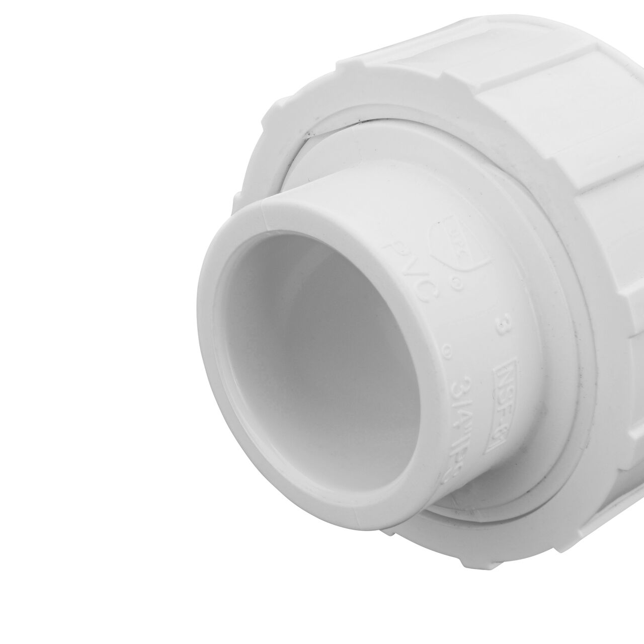 Closeup view of one slip end on the PVC Union, 3/4 in. Sch. 40 S X S (NDS WU-0750-S)
