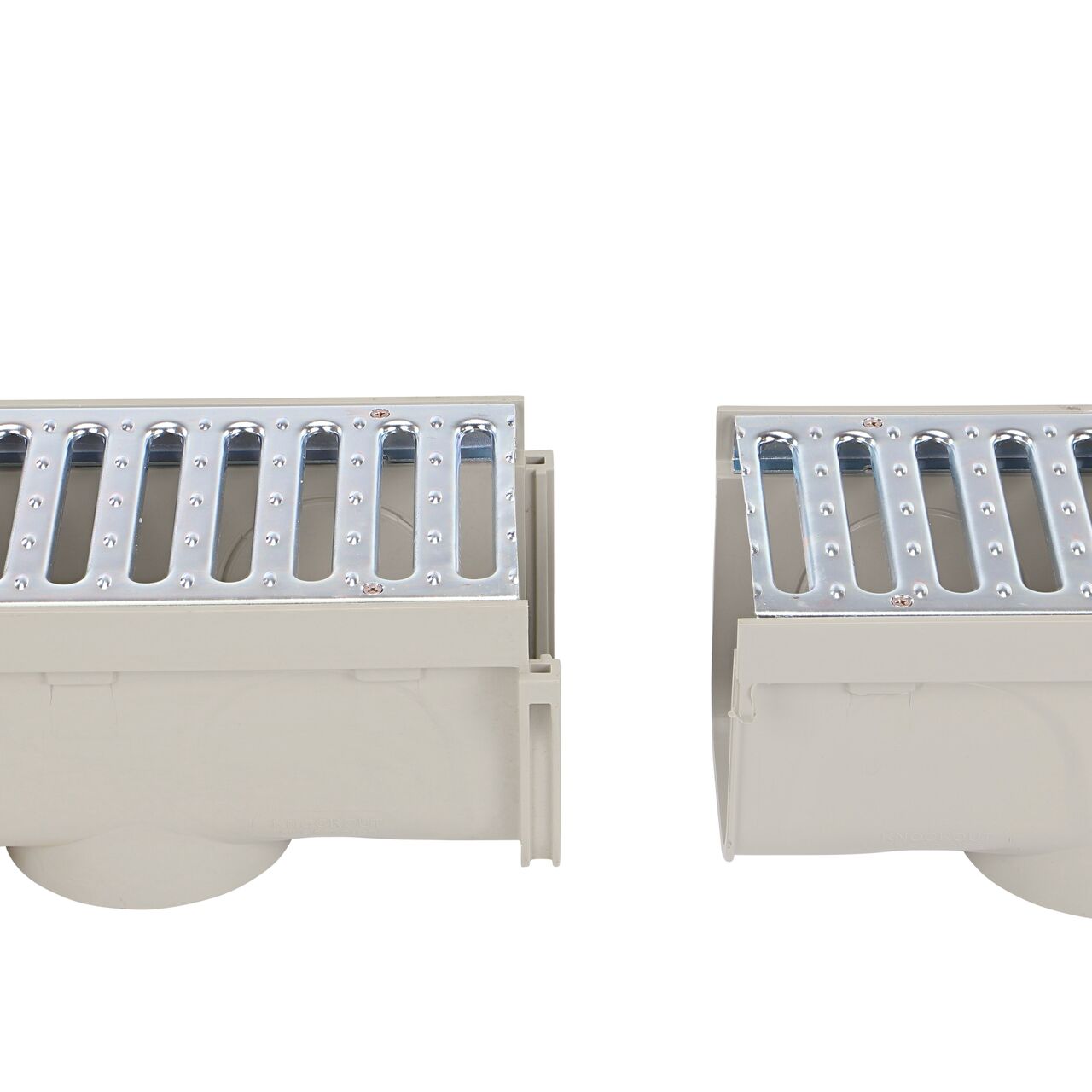 Connect two ends of the NDS Steel Grate 5 in. Pro Series Channel Drain Kit (NDS 864GMTL) together to build the length of drain needed for your stormwater drainage project