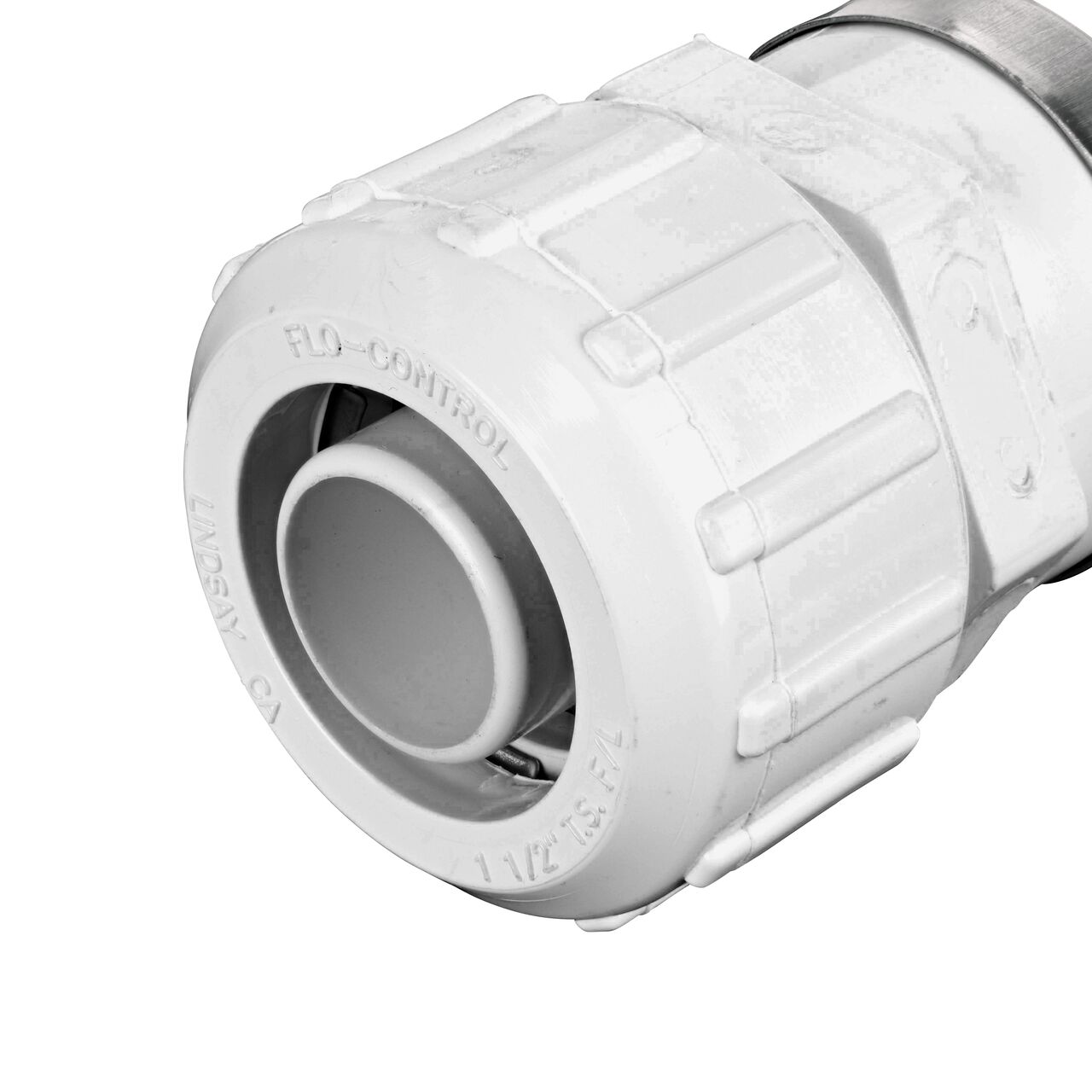 Closeup of the Flo Lock compression end with steel gripper on the NDS 1 1/2 in. SDR-9 CTS X FPT Flo-Lock™ Gripper Adapter (NDS 731-15)