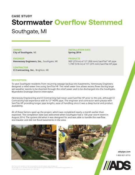 Stormwater Overflow Stemmed (Southgate, MI) Case Study