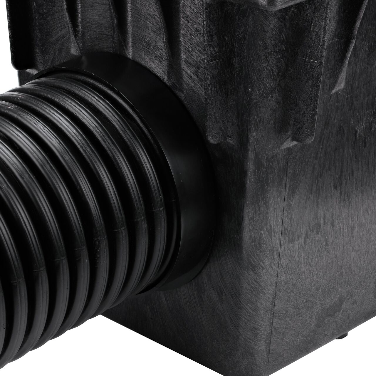 8 in. Corrugated Pipe installed on the Offset Outlet Adapter (NDS 1889) and 18 in. Catch Basin (NDS 1882) in the adapter top position 1