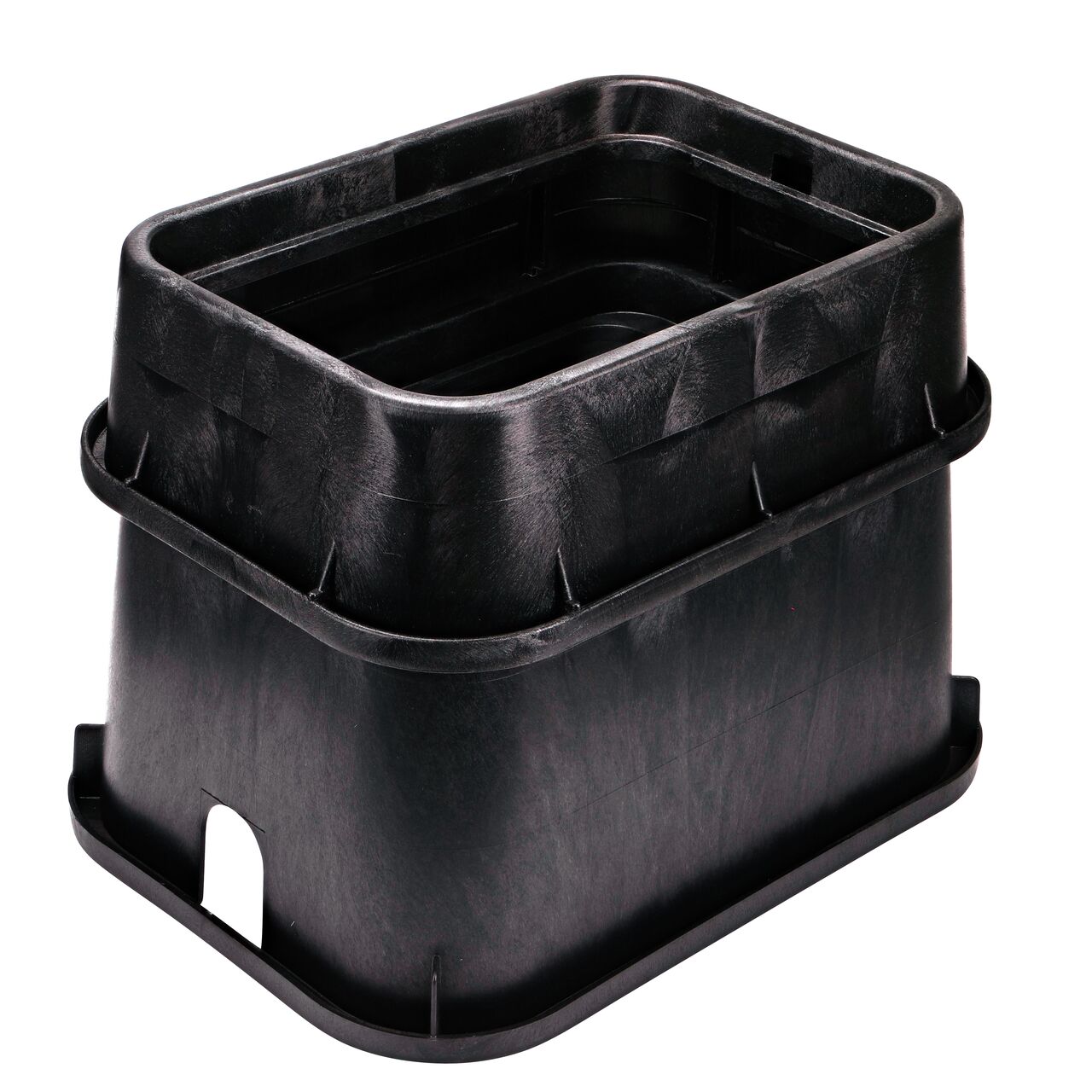 The black NDS 13 in. X 20 in. Jumbo Meter Box Extension (NDS 117-6) installed on a 13 in. X 20 in. Recantular Jumbo Standard Series Valve Box and Cover without lid (NDS 117BC)