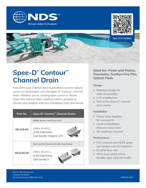 NDS Spee-D® Contour™ Channel Drains Sell Sheet