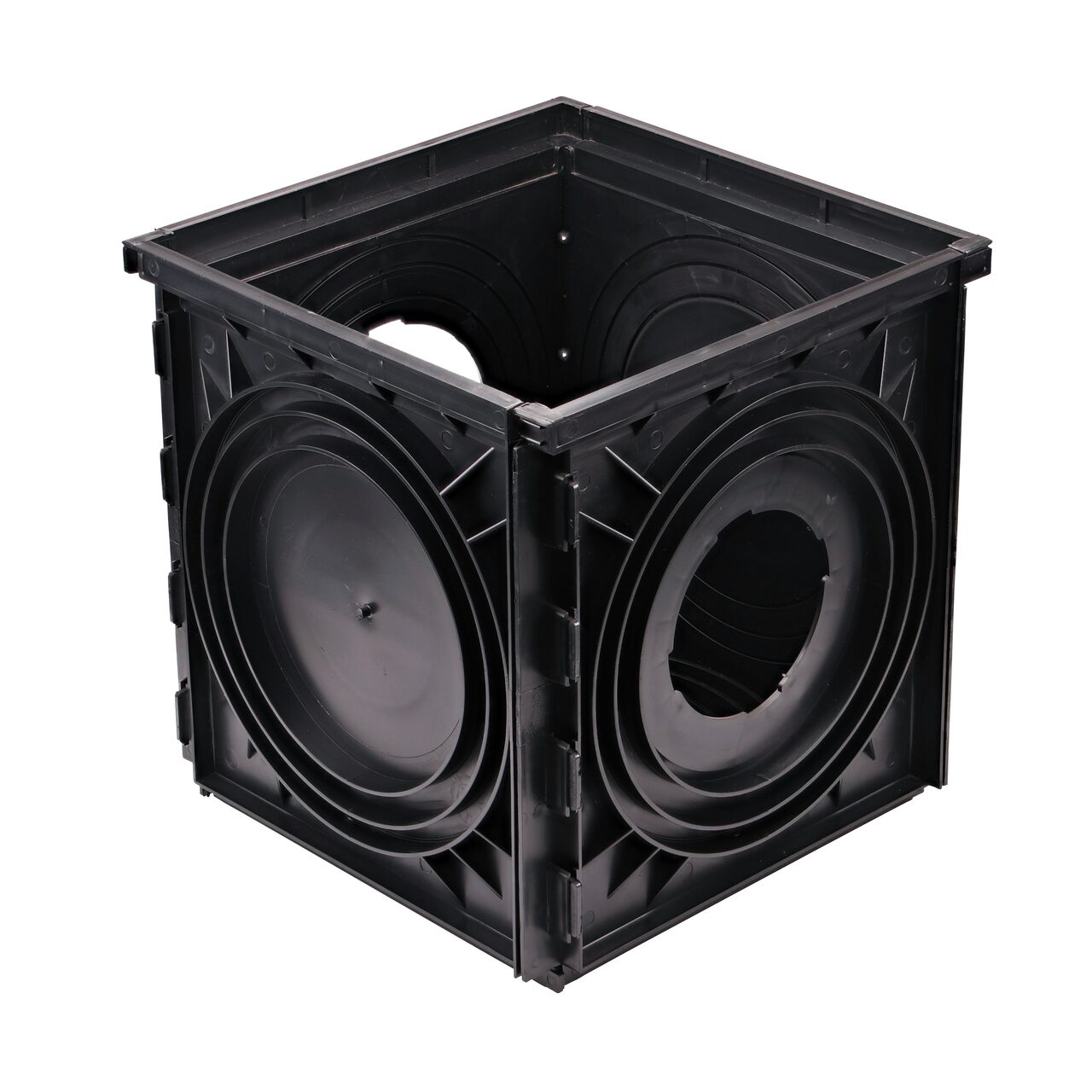 NDS Catch Basin Side with no opening (NDS 1820) installed on  the 18 in. Expandable Catch Basin Drain (NDS 1800)