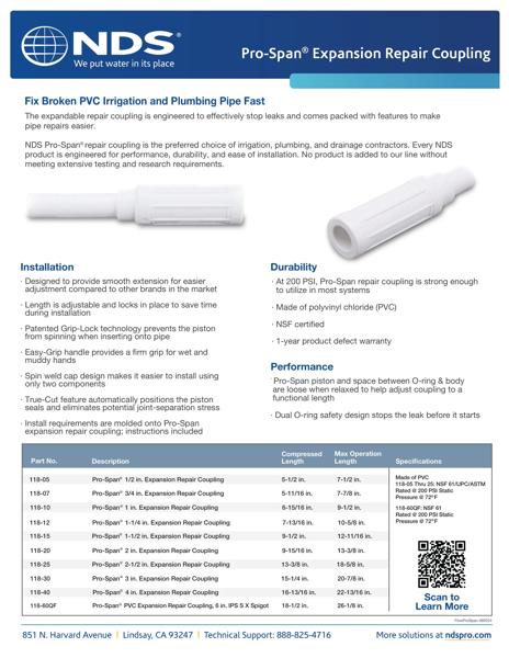 NDS Pro-Span® PVC Expansion Repair Coupling