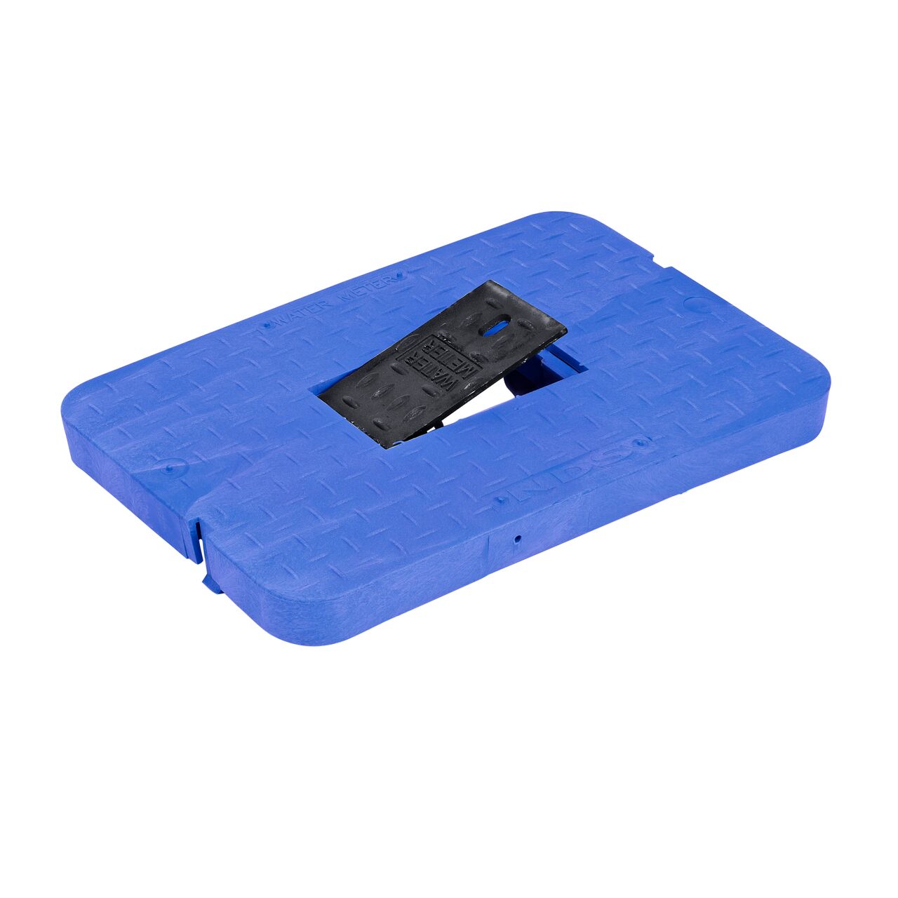 The hinged side of the Cast Iron reader door on the NDS 13 in. X 20 in. Rectangular Standard Series Meter Box & Water Meter Cover (NDS D1500-DICIRBLU)