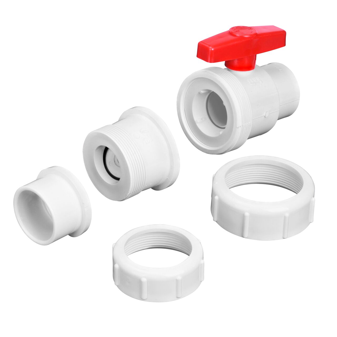 Unassembled from inlet end showing flapper on the The NDS White 2 in. IPS U X S Checkmate PVC Swing Check and Ball Valve Combination (NDS 2200-20)