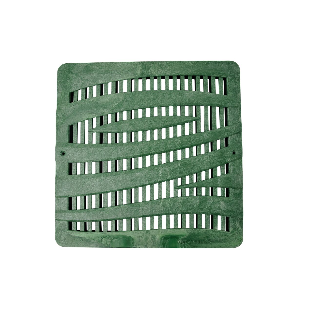 Alternate top down view of NDS 12 in. Square Catch Basin Drain Grate, Decorative Wave Design, Green Plastic (NDS 1224GR, NDS 1224GRRTL-4, NDS M1224GR)