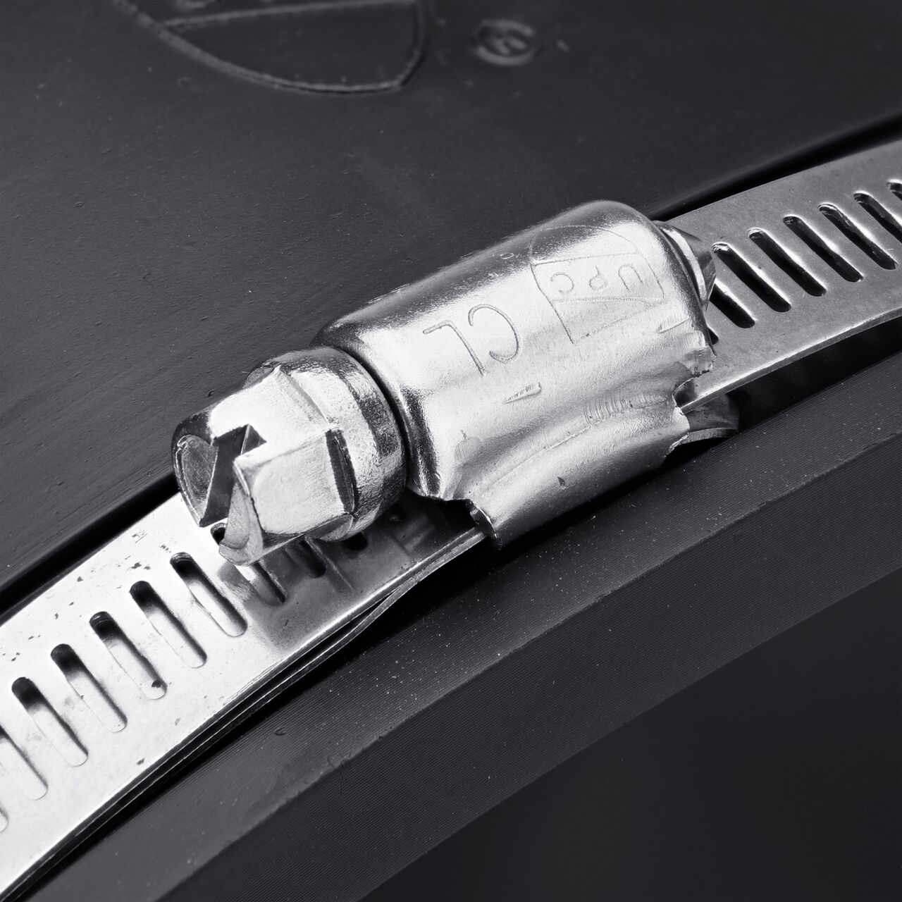 The clamps on the NDS 8 in. flex coupling for clay pipe to cast iron or plastic pipe can be tightened with screwdriver, 5/18 in. nut driver or socket to 60 inch-lbs. torque (NDS 02-88)