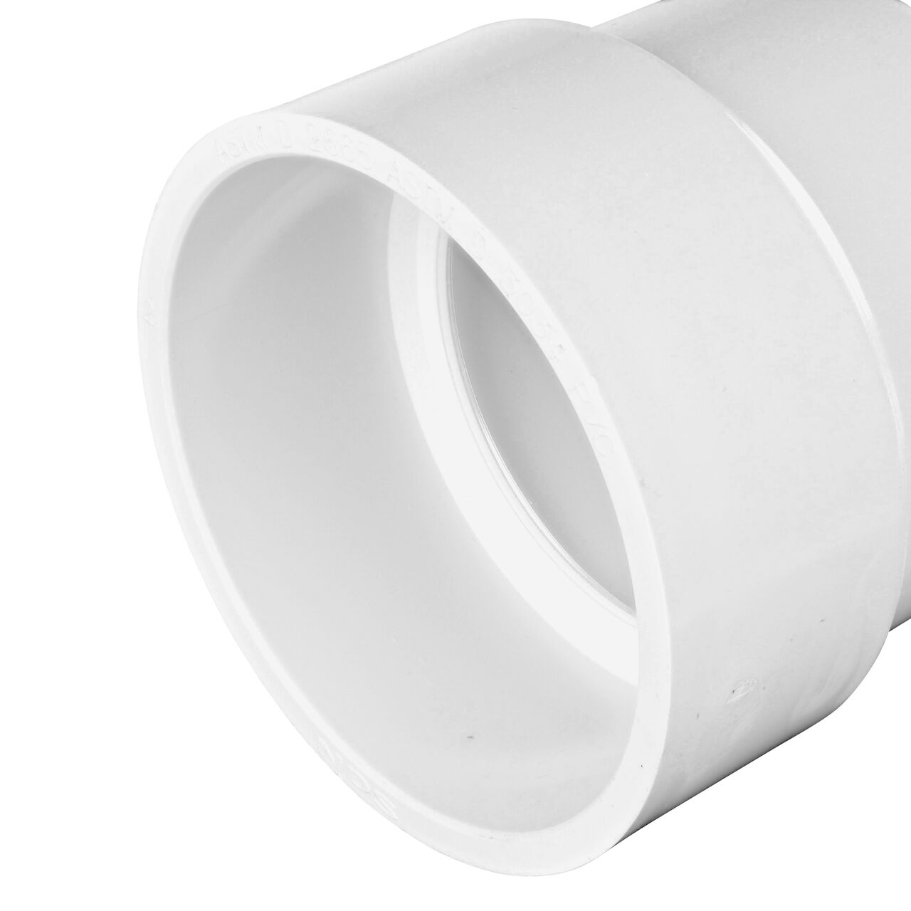 Closeup view of the 3 in. S&D side of the NDS DWV to S&D increaser/reducer adapter (NDS 3P15*, NDS 3P15, NDS L3P15)