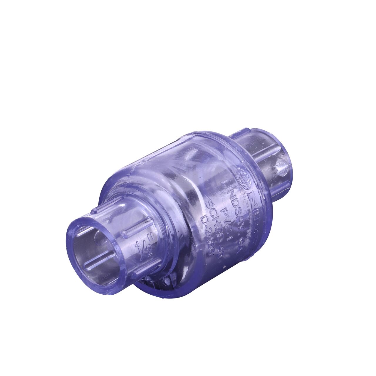 NDS Clear 1/2 in. slip end by slip end leak-resistant PVC Swing Check Valve (NDS 1520C05) conveys water one-way through pipe and prevents backflow