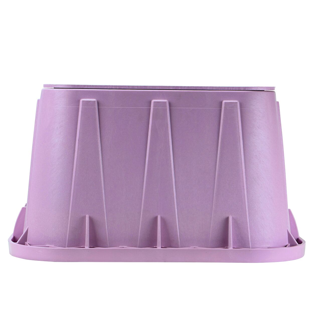 Side view of the longer length side of the NDS 14 in. x 19 in. Rectangular Pro-Spec® Series Valve Box & Reclaimed Water Cover (NDS 314PBCR) which is engineered for superior strength with structural reinforcing ribs