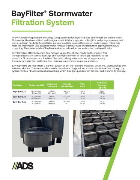 BayFilter Stormwater Filtration System Product Sheet