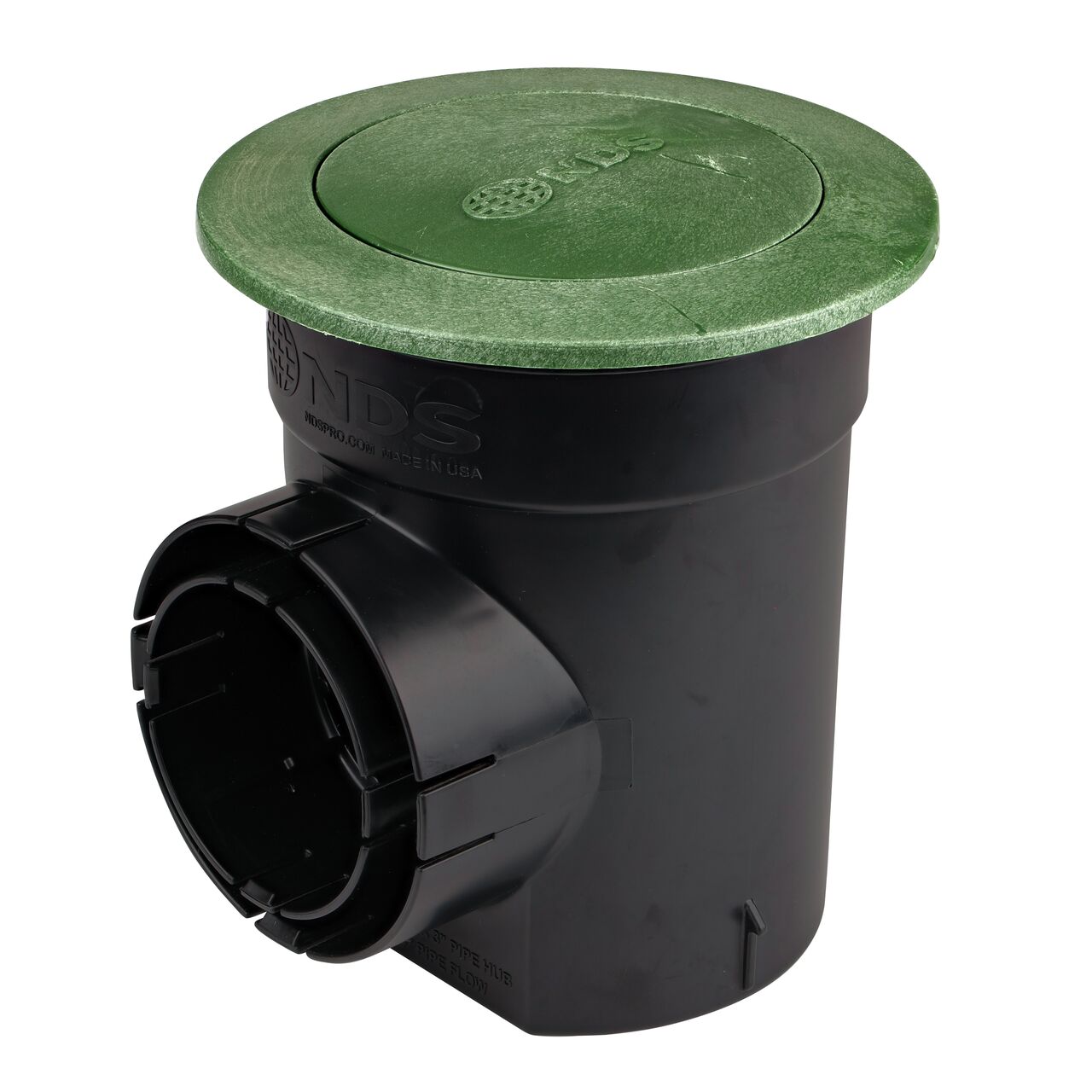 The NDS 6 in. Round Spee-D® Catch Basin Drain (NDS 101) works with the NDS Pop-Up Drainage Emitter (NDS 420)