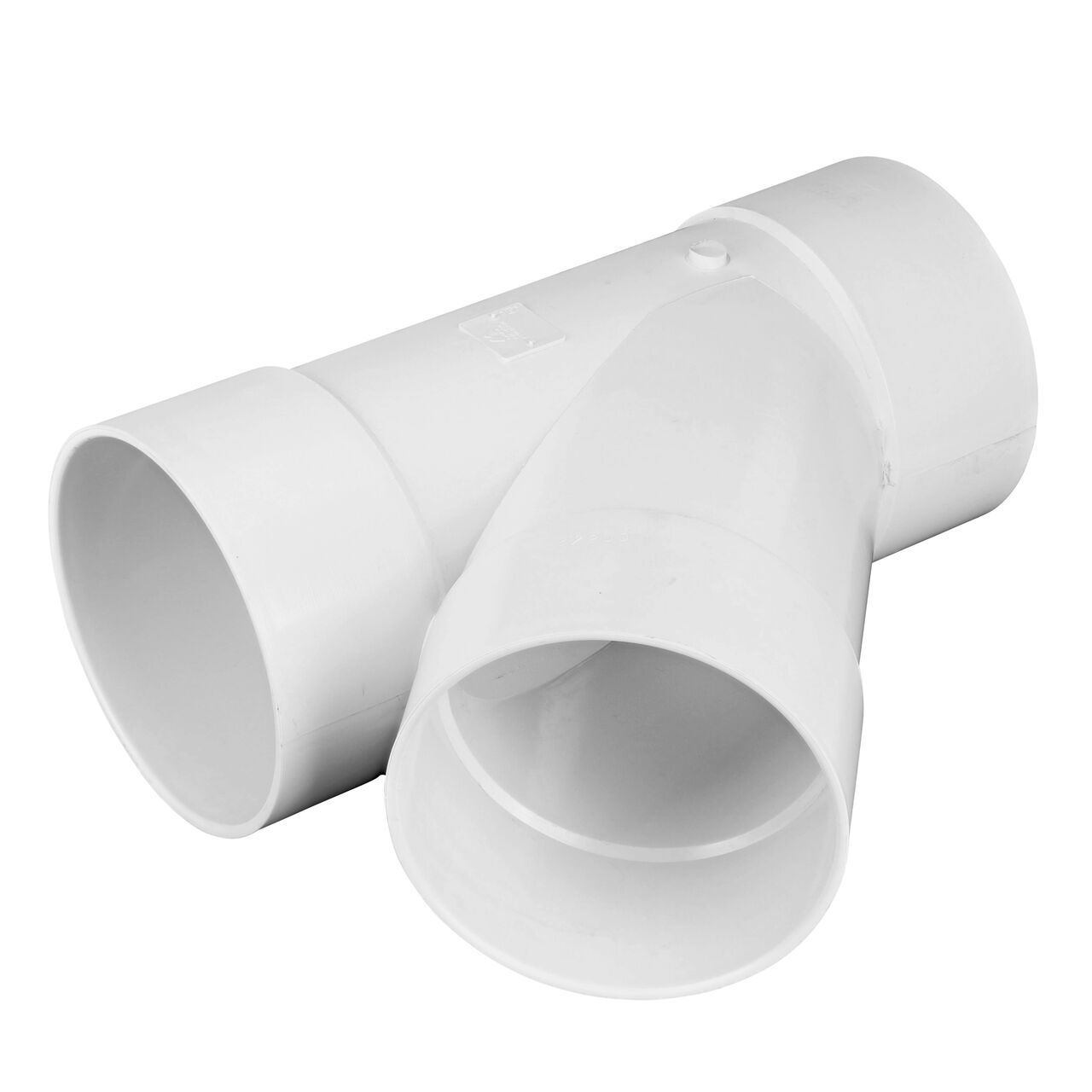 Alternate View of the PVC 45 degree wye for 8 in. Sewer and Drain pipes, with 8 in. Hub X Hub X Hub connection (NDS 8P08)