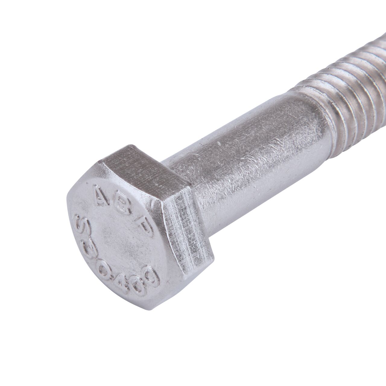 Closeup of the nut end of the NDS 111BB Stainless Steel Bolt which fits securely in the NDS 10 in. Round Standard Series Valve Box