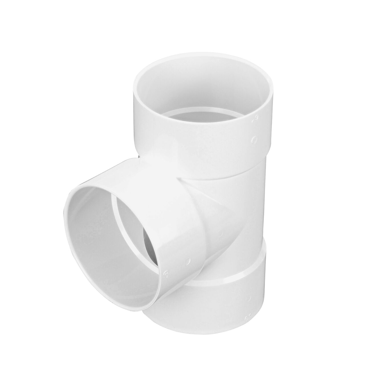 PVC tee for 6 in. Sewer and Drain pipes, Hub X Hub X Hub connection (NDS (6P01)