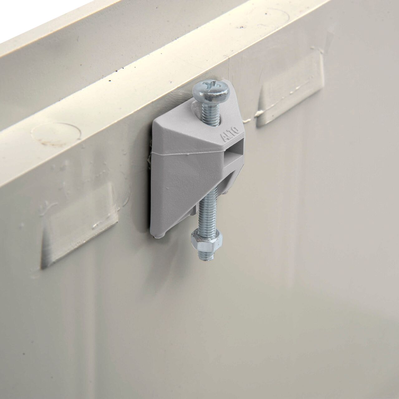 View inside deep profile channel, showing where security clips (NDS 849) attach to the drain (NDS 843)