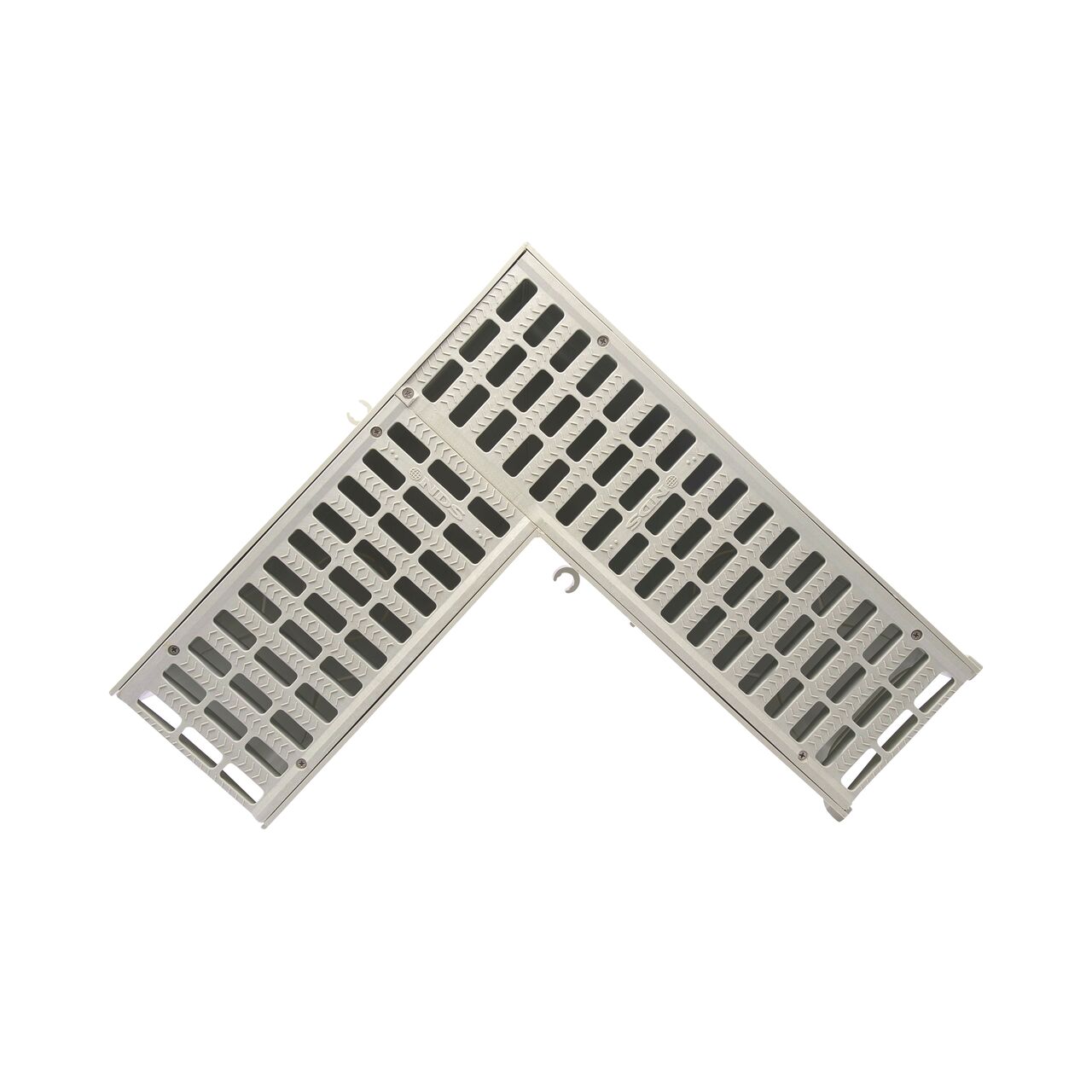 Close-up of the female interlocking joints on the NDS 5 in. Pro Series Deep Profile Channel Drain and Grate with 90° Elbow (NDS 861)