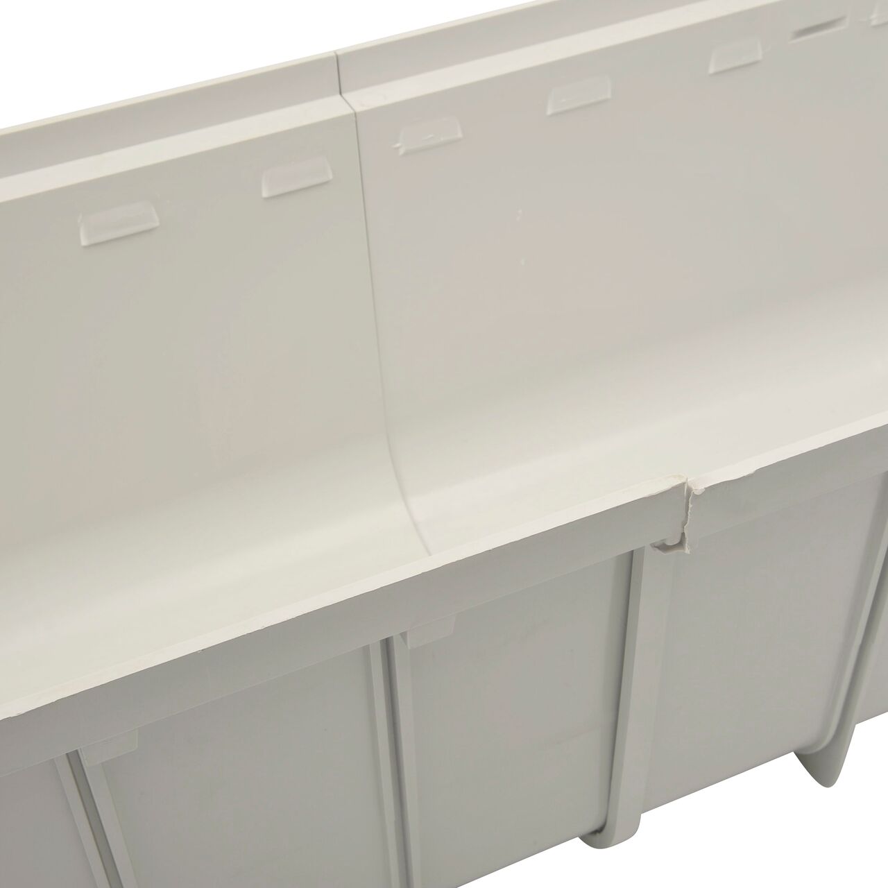 Two 12 in. Pro Series Channel Drains, Deep Profile (NDS 843), connected together with interlocking joints; no couplings required