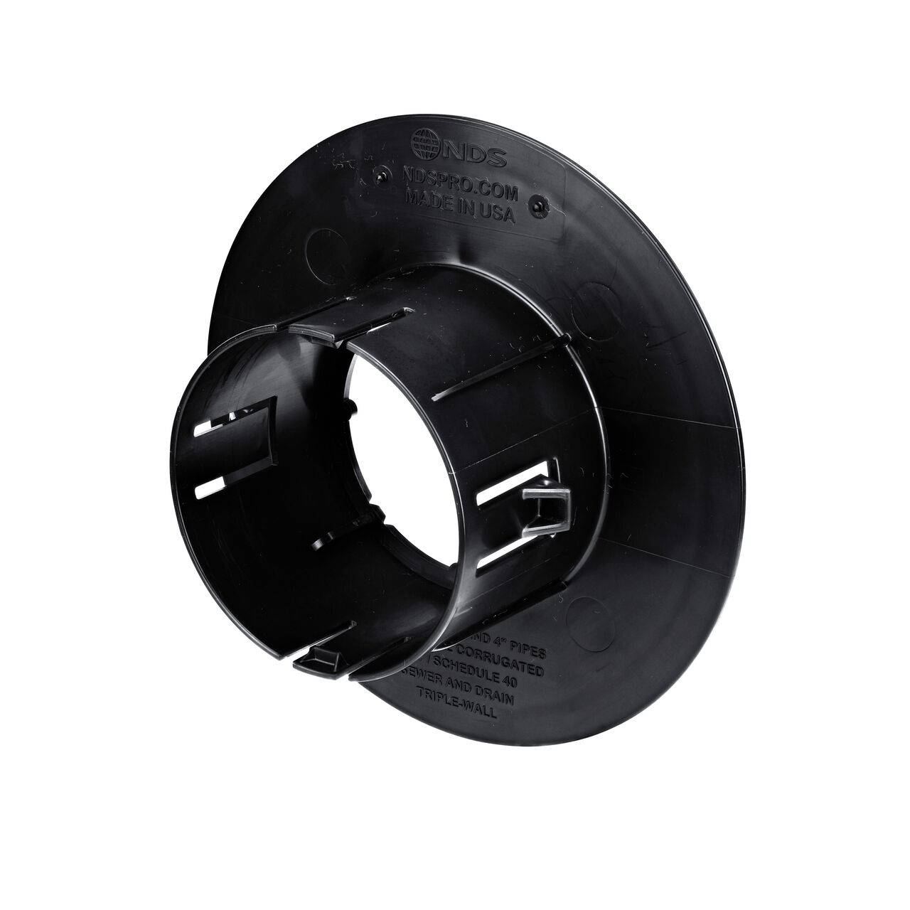 NDS Locking Outlet Adapter (NDS 1243) connects Catch Basin Drains to 3 in. & 4 in. Drain Pipes