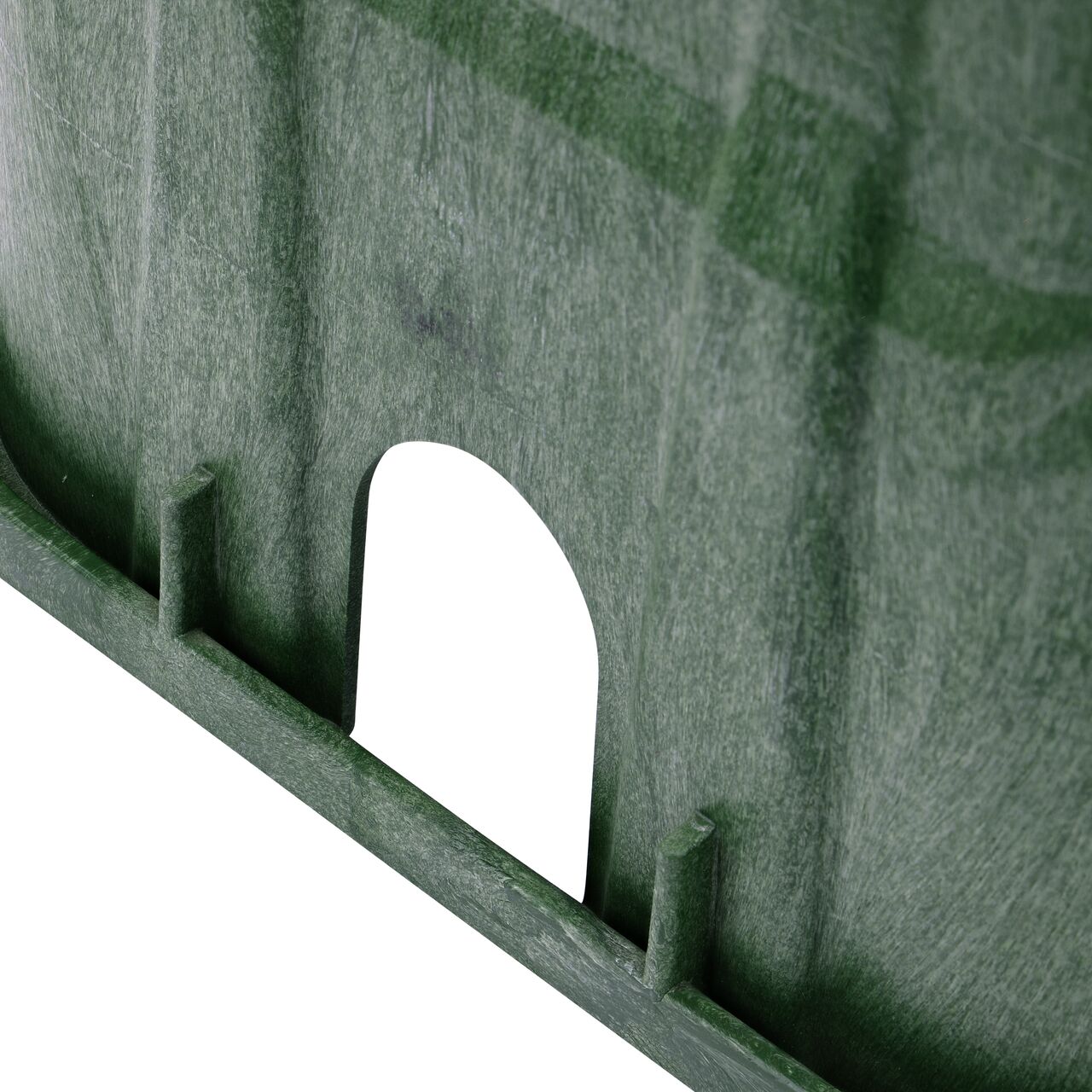Closeup view of the pipe hole on the NDS Green plastic 13 in. X 20 in. Rectangular Pro-Spec® Series Valve Box (NDS 318B)
